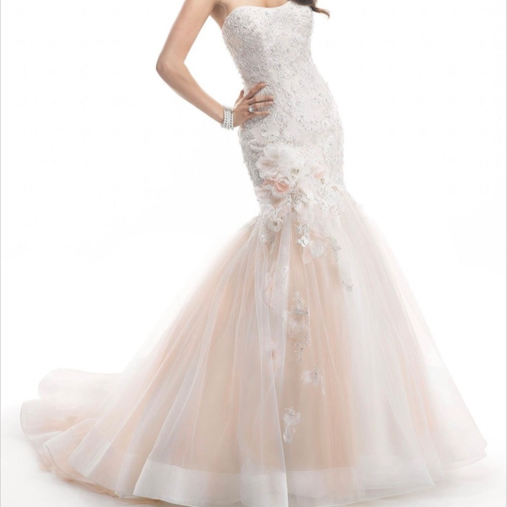 Maggie Sottero Velma wedding gown with veil and slip.